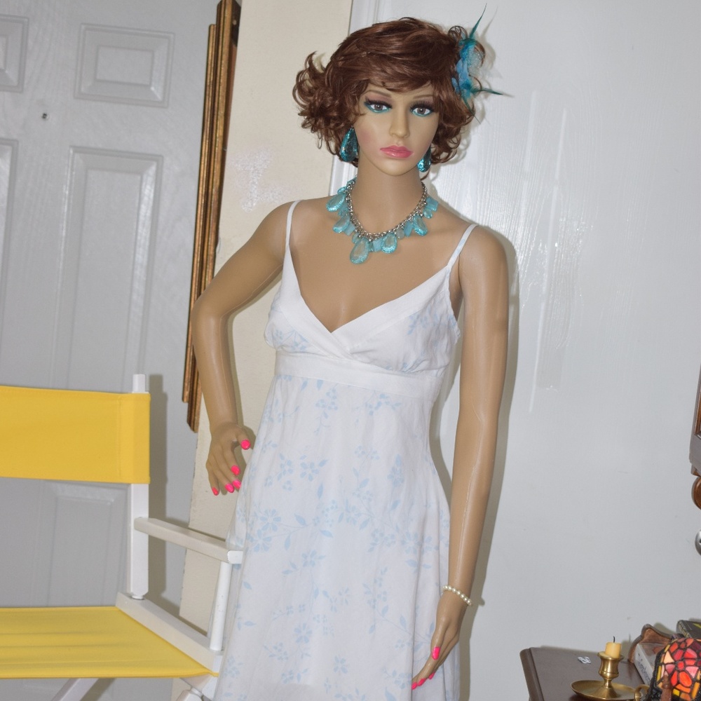 WHITE AND BLUE SUN DRESS....